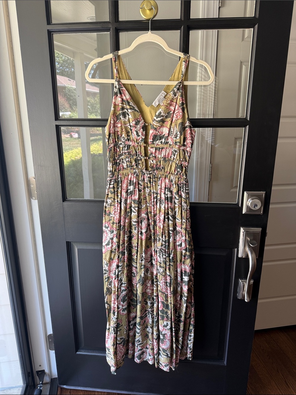 Floral printed deep V midi dress